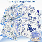 40 Pack 10 Styles Decoupage Paper Napkins, Assorted Blue and White Floral Decorative Decoupage Cocktail Napkins for Birthday Tea Party Wedding Dinner Kitchen Bathroom