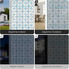 3D Stained Glass Window Film, Decorative Window Privacy Film for Bathroom,Front Door,Home, Sun Blocking Heat Control,Static Cling, Blue Tears 23.6inch x 35.4inch