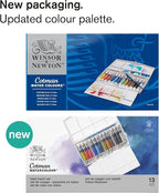 Winsor & Newton Cotman Watercolor Paint Set, 12 Colors, 8ml (0.27-oz) Tubes w/ Brush