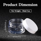 SATINIOR 12 Pack 1 oz Plastic Container Jars with Lids Round Clear Travel Cosmetic Container Slime Jars for Toiletries, Lotion, Cream, Ointments, Makeup, Rhinestone, Samples, Kitchen Storage(White)