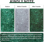 Green Glitter Sublimation Transfer Sheets for Heat Press Machine,12x12 Inch Sublimation Transfer Paper for Heat Press Machine, 8 Sheets