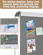 26"x20" Enclosed Bulletin Board, Lockable Weather-Resistant Aluminum Cork Noticeboard for School & Office, Silver Frame w/Grey Flet
