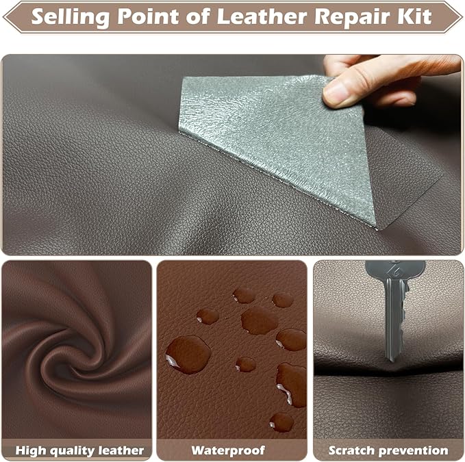 Leather Repair Tape, 23.6x79 inch Leather Patches for Furniture, Self Adhesive Leather Repair Patch for Sofas, Couches, Leather Covers, Seats, Chairs, Vinyl Repair Tape Dark Gray