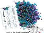 1.8oz (50g) of Blue Purple Mix of Czech Faceted Fire Polished Beads (Round, Catherdal, Rondelle)
