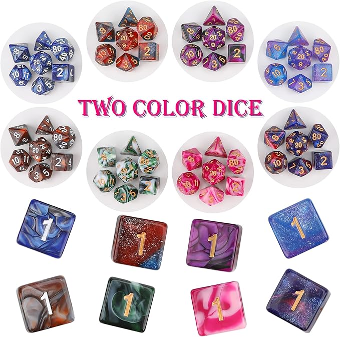 DND Dice Set, 25 X 7 Polyhedral Dice (175 Pieces) for Dungeons and Dragons DND RPG MTG Table Game D4 D6 D8 D10 D12 D20 25 Colors Dice with 1 Large Flannel Bag