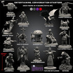 Wildspire Fantasy Monsters & Bookish Dragon for DND Miniatures Unpainted Bulk 28mm-32mm Dungeons & Dragons Minis Pathfinder Figures Fantasy Unpainted Tabletop RPG Miniature Starter Set for D&D