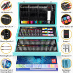 iBayam Art Supplies, 150-Pack Deluxe Wooden Art Set Crafts Drawing Painting Kit with 1 Coloring Book, 2 Sketch Pads, Creative Gift Box for Adults Artist Beginners Kids Girls Boys