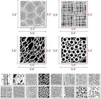 16 Pcs Layering Stencils for Painting - 6"x6" Mixed Texture Trees, Flowers, Leaves, Dots, Checkered, Buffalo Crackle, Splatter Stencils for Canvas, Mix Media Spray Paint