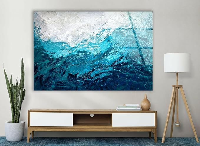 My Photostation.com Round 24'' Blue Waves Abstract Glass Wall ArtTempered Glass Printing Wall Decor Large Wall Art Wall Hangings