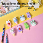 HILAZA 16 Pcs Ice Cream Erasers for Kids, Cute Animal Erasers for Girls, Cool Fun Puzzle Food Erasers for Ice Cream Themed Party Favors