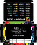 Elan Professional Oil Paint Set, 24 Vibrant Colors Tubes 1.7fl oz, Non-toxic Oil Paints for Canvas Painting, Art Paints for Adults & Artists
