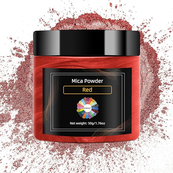 Red Mica Powder for Epoxy Resin，Natural Shimmer Mica Powder Used for Coloring car Spray Paint, Candles, soap, Eye Shadow, Lip Gloss, Nail Polish(50g/1.7oz)