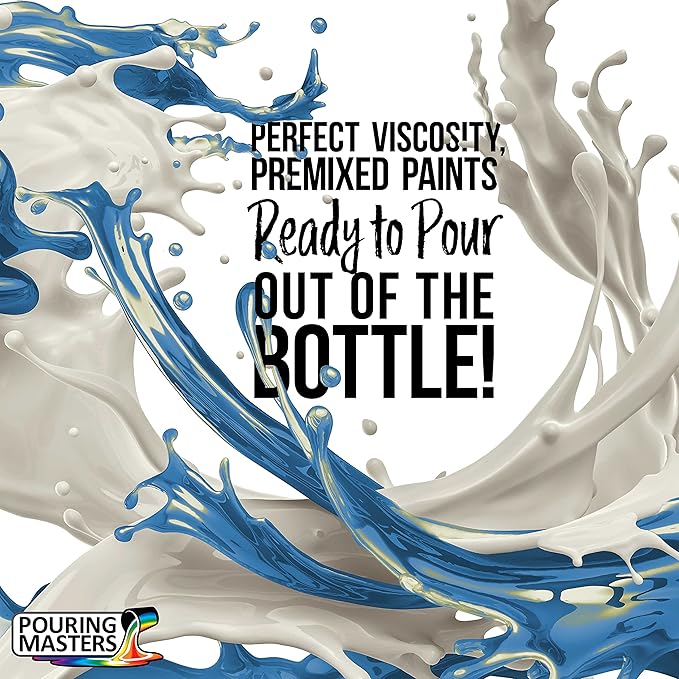 Pouring Masters Blue/Gold Iridescent Special Effectsr Acrylic Pouring Paint - Premium 32-Ounce Pre-Mixed Fluid Acrylic Paint - Fluid Art Supplies for Canvas, Wood, Paper, Tile & Rocks