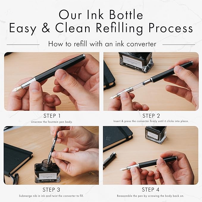 Wordsworth and Black Fountain Pen Ink Bottle (50 ml) Premium Luxury Edition, [Racing Green] Fountain Pens Bottled Ink; Classic Designed Bottle Smooth Flow 50 ml