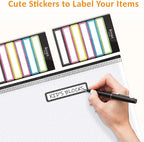 Sooez 24 Pack Mesh Zipper Pouch with Sticky Labels, A4 Mesh Bags Board Game Puzzles Organization Storage, Durable Letter Size File Folders Organizer Teacher School Classroom Office Supplies, Black