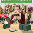 MAPVOLUT Premium Floral Foam Blocks (4 Pack 5.5"x3.1"x1.7") & Waterproof Floral Tape (65ft) - Fast Soak Oasis Foam for Fresh & Fake Flowers, DIY Wedding Centerpieces, Bouquets, Home Decor Crafts