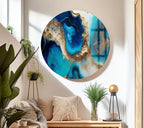 My Photostation.com 20Wx14H'' Blue Alcohol ink Glass Wall ArtTempered Glass Printing Wall Decor Large Wall Art Wall Hangings