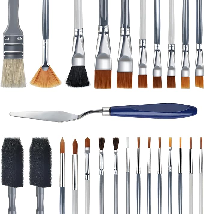 26PCS Painting Brushes Set, 5 Sets of Professional Painting Brushes for Acrylic Painting, Artist Paintbrushes for Body Face Rock Canvas, Kids Adult Drawing Arts Crafts Supplies