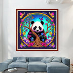 Dimensean Stamped Cross Stitch Kits Full Range of Embroidery Patterns Starter Kits for Beginners Adult or Kids DIY Cross Stitches Needlepoint Kits 11CT-Panda Flower 17.7x17.7 inch