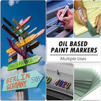 Silver Paint Markers, 12 Pack Oil-Based Waterproof Quick Dry Permanent Paint Pen Set for Rocks Painting, Wood, Fabric, Plastic, Canvas, Glass, Mugs, Metal, Tire, Stone, DIY Craft