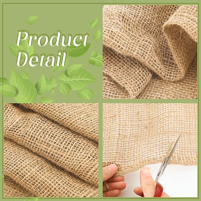 Buryeah Burlap Fabrics Roll Natural Jute Burlap Tree Wraps Protector Winter Frost Plant Blankets Cloth Weed Barrier Fabric Garden Plants for Winter Outdoor Trees Shrubs Party (60 Inch X 200 ft)