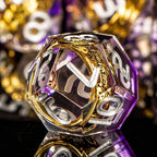 OUKELANWO Magic Lord Rings DND Dice Set with Box, 7Pcs Resin LOTR D&D Dice Set for Role Playing Game, Purple Dungeons Dragons D and D Sharp Edge Dice D20 D12 D10 D8 D6 D4