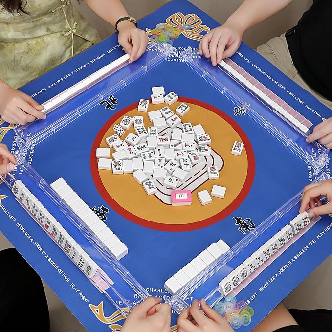 4PCS Mahjong Racks with Pushers,Clear Acrylic American Majiang Tile Racks
