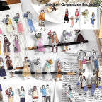 4Pcs PET Girl Sticker Books, Pre-Cut Fashion Designs for Scrapbooking, DIY Crafts, Waterproof Journaling Supplies, Junk Journal Ephemera, Includes Organizer