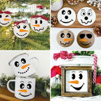 25pcs Christmas Snow Man Face Stencils for Crafts Reusable Drawing Stencil Small Ornament Stencils for Painting on Wood Christmas Balls Wall Home Decorations(25 Snowface 3in)