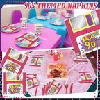 60 Pcs 90s Cocktail Paper Napkins 6.5 x 6.5 Inches Disposable Paper Napkins Dessert Beverage Napkin for Decoupage Luncheon Napkin for Party Wedding Birthday Party