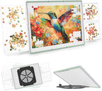 1000 Pieces Puzzle Board 3-in-1 Double-Sided & Rotating & Tilting, Plastic Puzzle Table with Sorting Boxes and PVC Cover, Portable Lazy Susan Jigsaw Puzzle Board for Adults, Gray Green