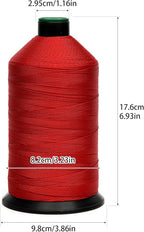 Extra Strong Bonded Nylon Thread #138 Tex135 – 16 OZ, 3000yds, Versatile Stitching Solution for Leather, Upholstery, Canvas Repair and More (Red)