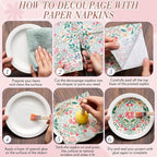 Crtiin 20 Pack Assorted Floral Napkins for Decoupage Toilet Napkins Flower Cocktail Decorative Paper for Birthday Party Beautiful Gorgeous, 20 Styles Each 6.5 inches(Style 2)