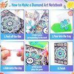 Girls Gifts 5-7-9-10 Year Old, Craft Kits for Kids Age 6 8 11 12 Diamond Art Kits Cute Stationary Girl Birthday Presents for 5 6 7 9 Year Old Girls Notebook Arts and Crafts for Kids Toys Diary