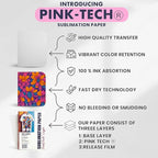 Hayes PinkTech Sublimation Paper 8.5x11 Inch 110 Sheets 125gsm for Inkjet Printer Epson Canon Sawgrass Heat Transfer Paper Works with Sublimation Ink for T-Shirts Mugs Tumblers Sublimation Blanks