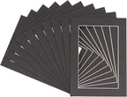 5x7 Mat for 8.5x11 Frame - Precut Mat Board Acid-Free Show Kit with Backing Board, and Clear Bags Textured Black 5x7 Photo Matte For a 8.5x11 Picture Frame Matboard for Framing, Pack of 25 Mats