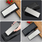 Diamond Sharpening Stone Set, Knife Sharpener Stone, Double-sided Coarse 400 / Fine 1000# | Extra Fine 3000 Grit, 2 Sizes Whetstone Tool with Non-Slip Base, Diamond Plate Honing Stone, Hone Sharpener