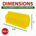 Mandala Crafts 4 Pack of Serger Threads Cones Spools - 20S/2 24000 Yards Polyester Yellow Threads for Sergers Machine and Overlock Quilting Sewing Machine