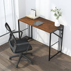 Folding Computer Desk 40 inch Writing Gaming Computer Camping Desk, No Assembly Required Home Office Table, Mahogany