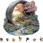 Wooden Puzzles for Adults, Spring Flower Wooden Jigsaw Puzzle for Adults, 465 PCS Unique Shape Wood Puzzles Adult, Birthday Party Gifts for Friends & Family Leisure Time Game Home Decor (XL-17.3*17in)