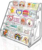Tall 5-Tier Acrylic Card Display Stand for Greeting Cards, Sports Cards, Postcards, Stickers & Brochures, Easy Snap-On Sticker Display Rack