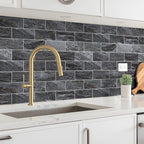 100 Pieces Peel and Stick Backsplash for Kitchen, 3" x 6" PVC Subway Tile 2025 Upgraded Gray-Gold Stone Backsplash Stick on Tile Elevate Kitchen Fireplace RV