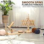 Wooden Yarn Winder with Swift – Manual Yarn Ball Winding Tool for Knitting and Crocheting – Combo Kit (Winder + Swift Beechwood)