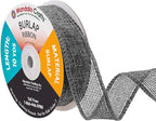 Mandala Crafts Gray Burlap Ribbon 1 Inch Wide Jute Ribbons for Crafts - 20 Yds Roll Rustic Burlap Wrap Trim Ribbons for Wreaths Bows Wedding Party Decoration