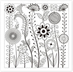 CHGCRAFT Abstract Wildflowers Polymer Clay Texture Sheets Geometric Flowers Silicone Stamp Clay Texture Mat Modeling Pattern Pad Texture Sheets for Jewelry and Clay Earrings Tools, 5.5x5.5 inch