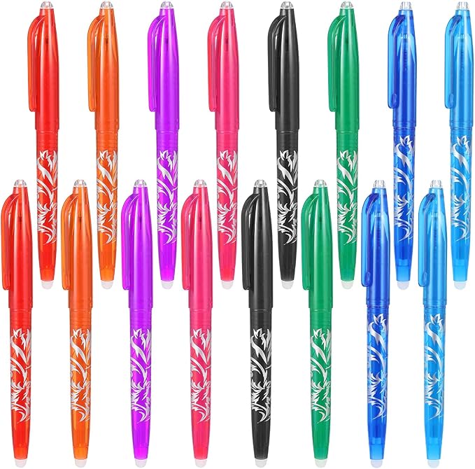Hpmjz 16pcs Heat Erasable Pens for Fabric, Fabric Marking Pens Fabrics Markers No Ghost Lines, Disappearing Ink for Precise Marking for Quilting Sewing Embroidery DIY Dressmaking Fabrics Tailors Chalk