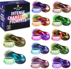 BALTIC DAY Intense Chameleon Mica Powder Set – 12 Hypershift Ultra-Fine Chrome Color Shift Pigments for Epoxy Resin, Tumblers, Nails, Paint & Soap Making