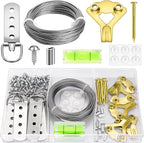 88Pcs Heavy Duty Picture Hanging Wire Kit, Include 50Ft Stainless Steel Wire Picture Hanging for Photo Mirror Frame, up to 110lbs, D Ring, Picture Hangers, Screws, Hanging Hooks, Nails, Level