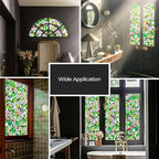 3D Stained Glass Window Film, Decorative Window Privacy Film for Bathroom,Front Door,Home, Sun Blocking Heat Control,Static Cling,23.6inch x 35.4inch Blossomray