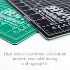 WA Portman Self Healing Cutting Mat & Rotary Cutter for Fabric Set – 9x12 Sewing Cutting Mats for Crafts with 45mm Fabric Cutter Wheel & 5 Rotary Blades – Quilting & Sewing Supplies Kit